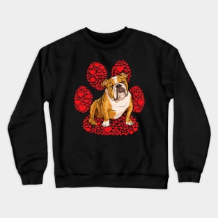 Bulldog Valentines Day Dog Love Paw Crewneck Sweatshirt